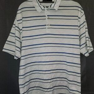 Nike Blue and White Polo Shirt Classic Striped Design